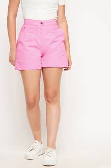 Pink plain cotton shorts