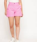 Pink plain cotton shorts