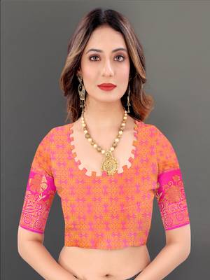 Yellow Woven Cotton Silk Saree With Blouse 5