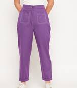 Purple plain cotton trousers