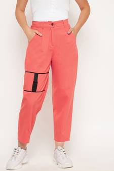 Peach plain cotton trousers