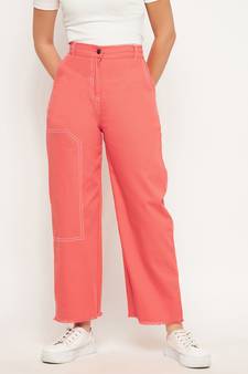 Peach plain cotton trousers