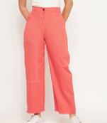 Peach plain cotton trousers
