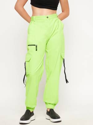 Green plain cotton trousers 1