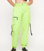 Green plain cotton trousers