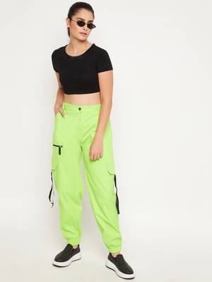 Green plain cotton trousers 3