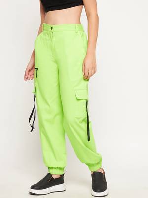Green plain cotton trousers 4