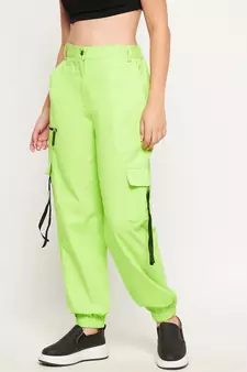 Green plain cotton trousers