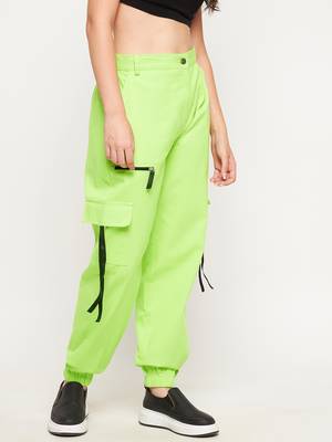 Green plain cotton trousers 5