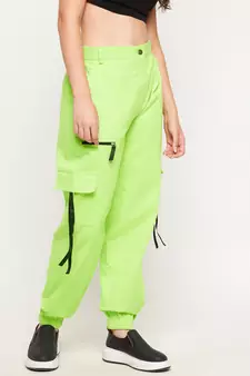 Green plain cotton trousers