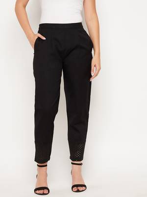 Black plain cotton trousers 1