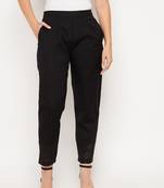 Black plain cotton trousers