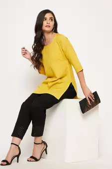 Black plain cotton trousers