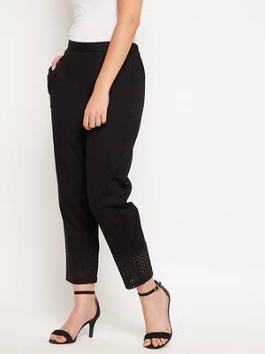 Black plain cotton trousers 4