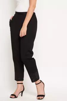 Black plain cotton trousers