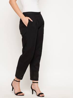 Black plain cotton trousers 5