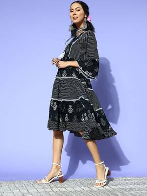 Black printed cotton maxi-dresses 2