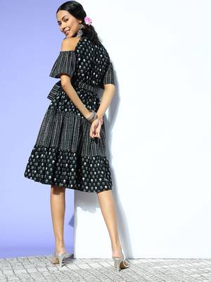 Black printed cotton maxi-dresses 3