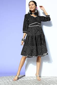 Black printed cotton maxi-dresses