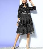 Black printed cotton maxi-dresses