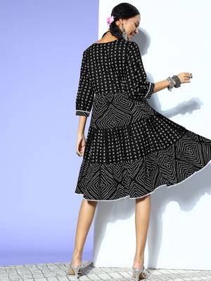 Black printed cotton maxi-dresses 3
