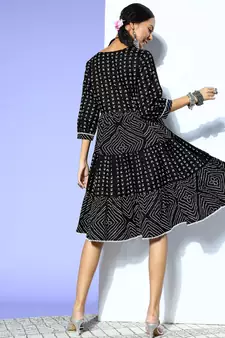Black printed cotton maxi-dresses