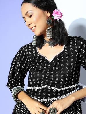Black printed cotton maxi-dresses 4