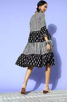 Black printed cotton maxi-dresses