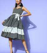 Black printed cotton maxi-dresses