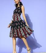 Black printed cotton maxi-dresses