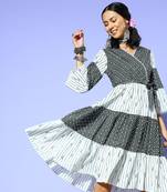 Black printed cotton maxi-dresses