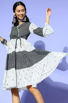 Black printed cotton maxi-dresses