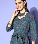 Blue printed cotton maxi-dresses