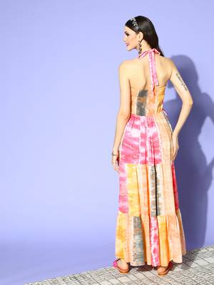 Multicolor printed viscose rayon maxi-dresses 3