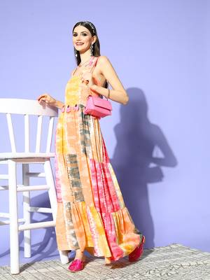 Multicolor printed viscose rayon maxi-dresses 5
