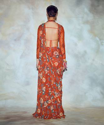 Rust Cutdana Saree Set 4