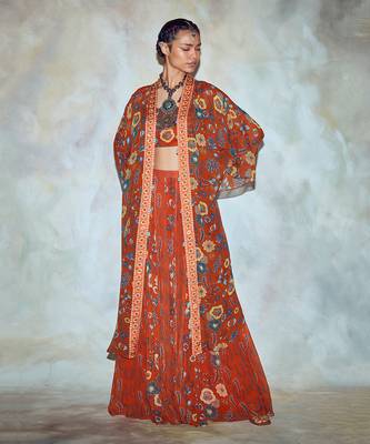 Rust Jaal Print Kaftan 2