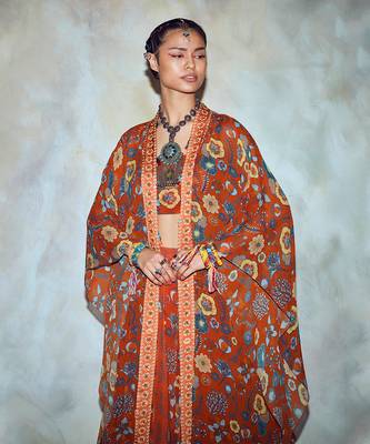 Rust Jaal Print Kaftan 3