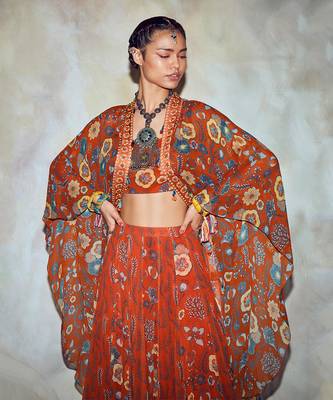 Rust Jaal Print Kaftan 4