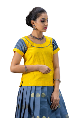 Shivangi Girls Grey Divine Lotus Pavadai Set!!! 1