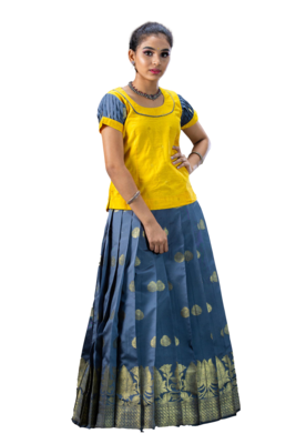 Shivangi Girls Grey Divine Lotus Pavadai Set!!! 2