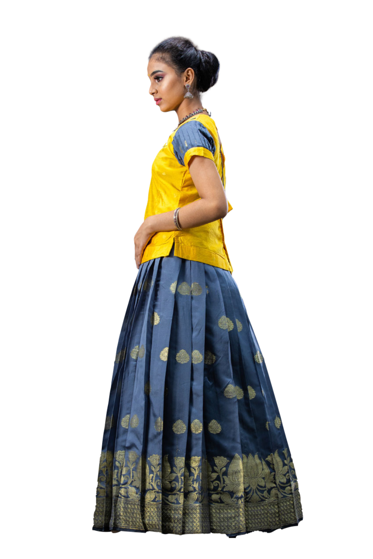 Shivangi Girls Grey Divine Lotus Pavadai Set!!!