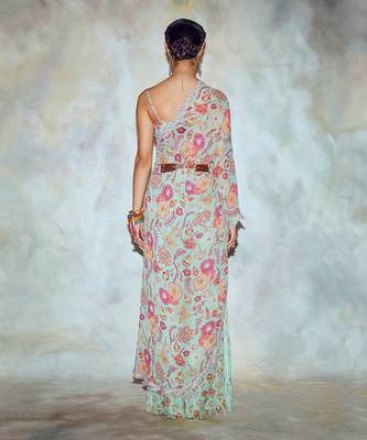 Mint Green Jaal Print Kaftan Set 4