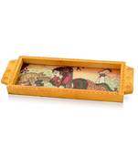 Jaipuri Gemstone Painted Wooden Serving Tray