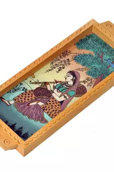 Jaipuri Gemstone Painted Wooden Serving Tray