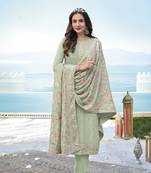 Light-green embroidered faux georgette salwar