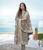 Grey embroidered faux georgette salwar