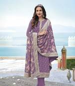 Lavender embroidered faux georgette salwar