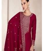 Rose Pink embroidery georget silk semistitch straight suits palazzo salwar suits