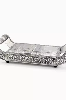 White Metal Dry fruit Tray Handicraft Gift